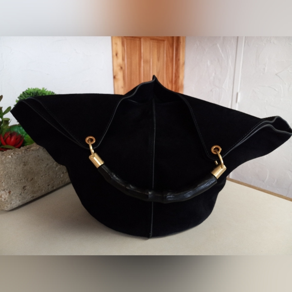 J.McLaughlin Large, Black Suede Sanne Top Handle Tote - Picture 10 of 16